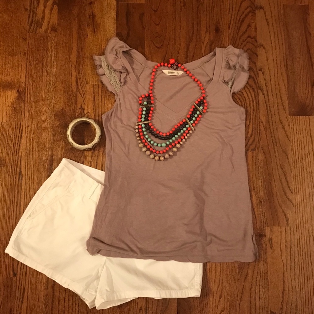 Ruffle Sleeve Neutral Tee